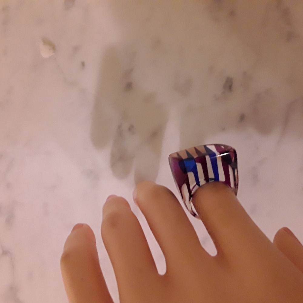 Stylish Purple and Blue Lucite Women's Ring